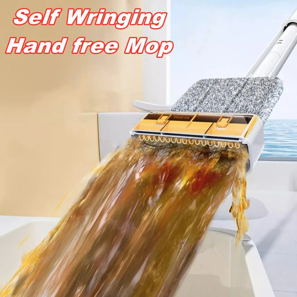 Spray Self Twisting Flat Mop Hands Free Microfiber Mop for Floor Kitchen Tile
