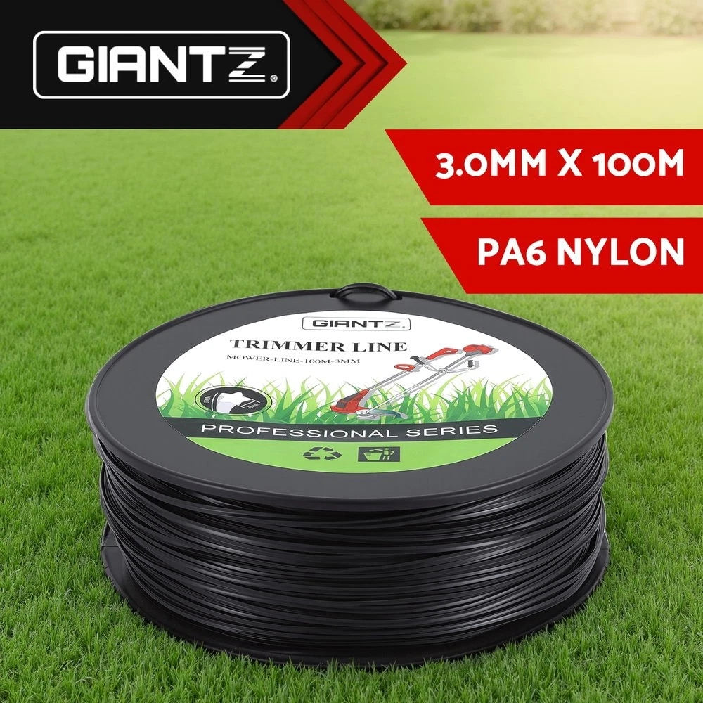 Giantz 100M Whipper Snipper Trimmer Line 3.0mm Star PA6 Nylon String Cord Black