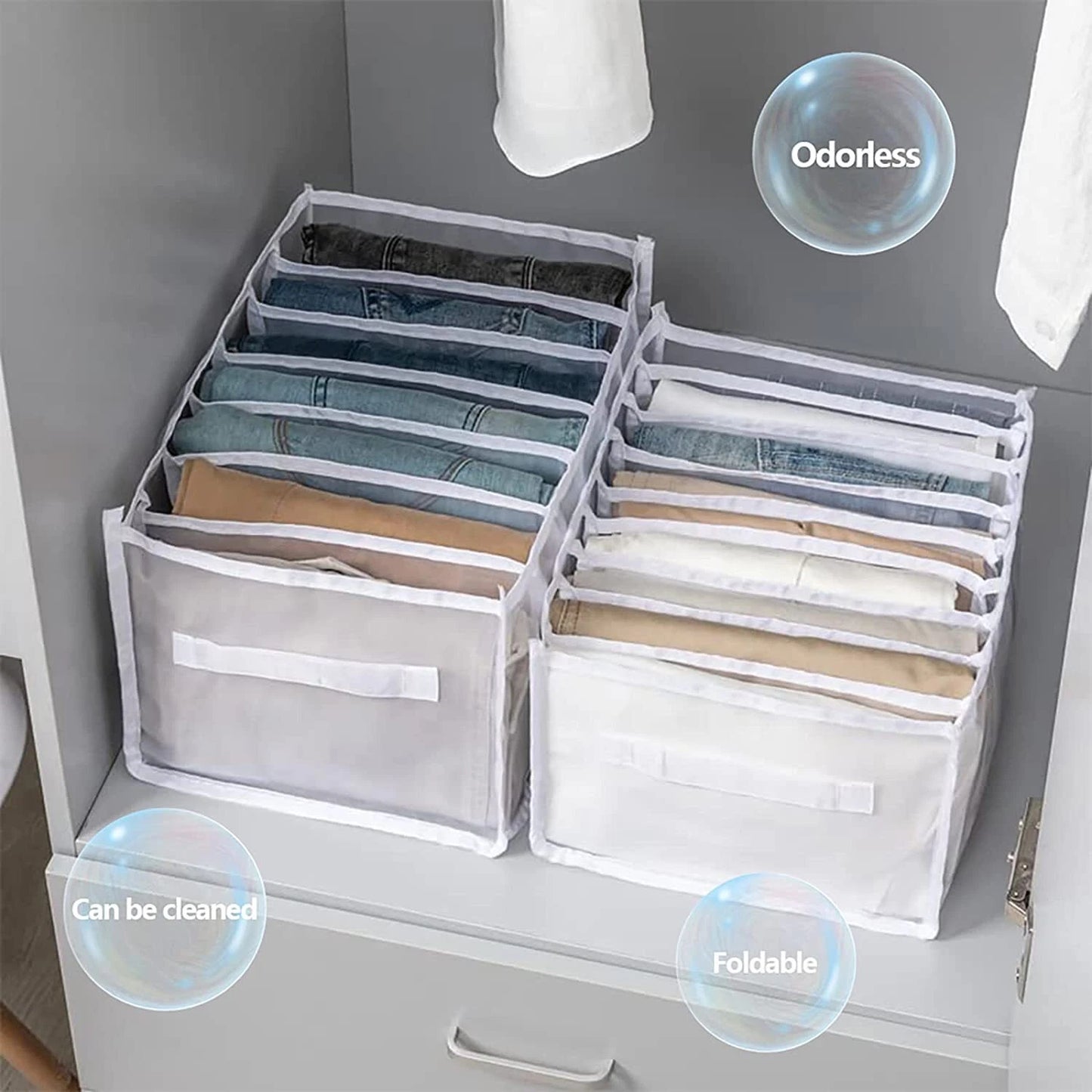Foldable Clothes Drawer Organizer Mesh Storage Box Closet Wardrobe Jeans T-Shirt