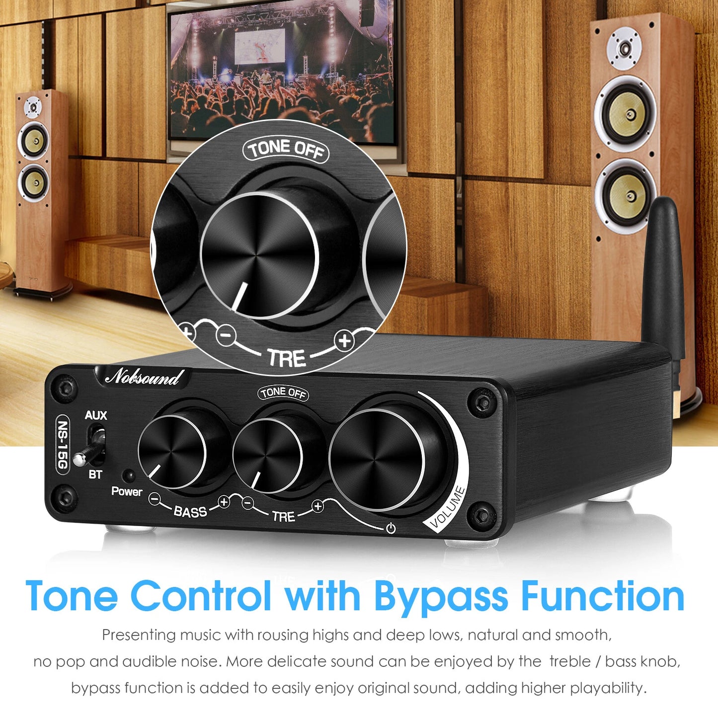 Nobsound Mini 200W Bluetooth Amplifier Hi-Fi Home Stereo Audio Digital Power Amp