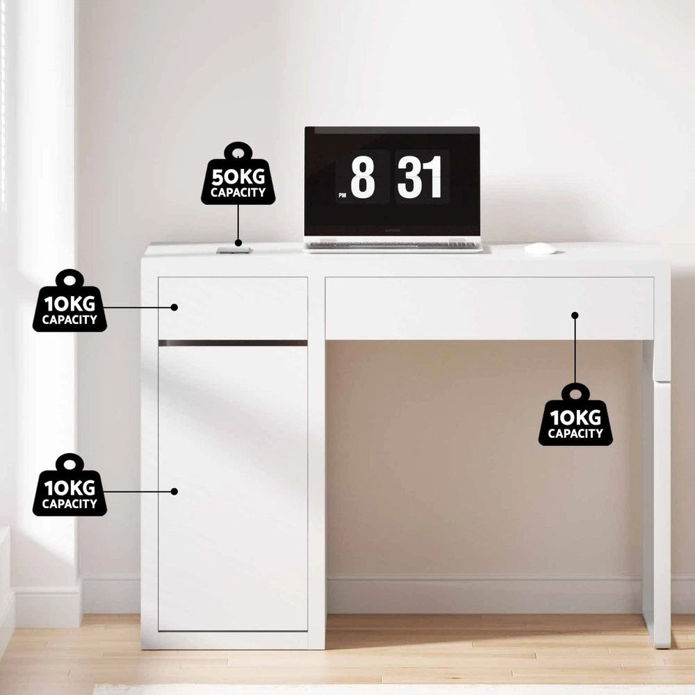 Artiss Computer Desk Drawer Cabinet Home Office Study Table White 105CM