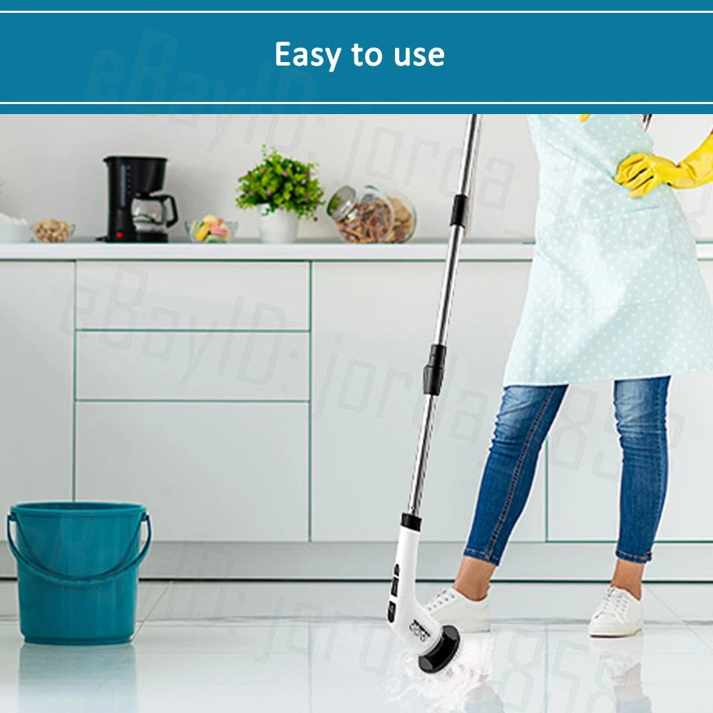 Rechargeable Cordless Spin Scrubber Electric Turbo Scrub Cleaning Brush 9 Heads