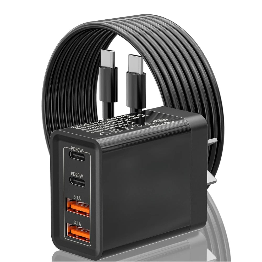 55W 4 Port USB-C PD Type-C Fast Charging Wall Plug USB C Charger Power Adapter