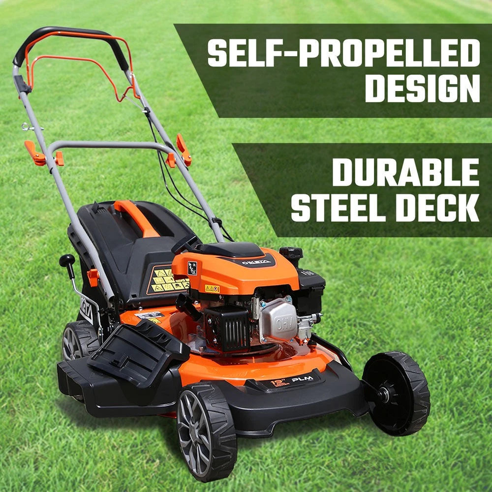 19'' Self-Propelled Lawn Mower 180cc Petrol Lawnmower OHV 4-Stroke Push 7-Height