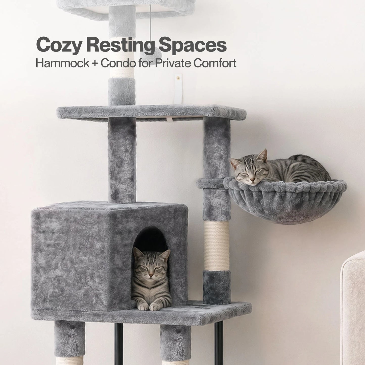 Pawz Cat Tree Cat Tower Multi-Level Cat Bed with Condo 125cm Plush Gray