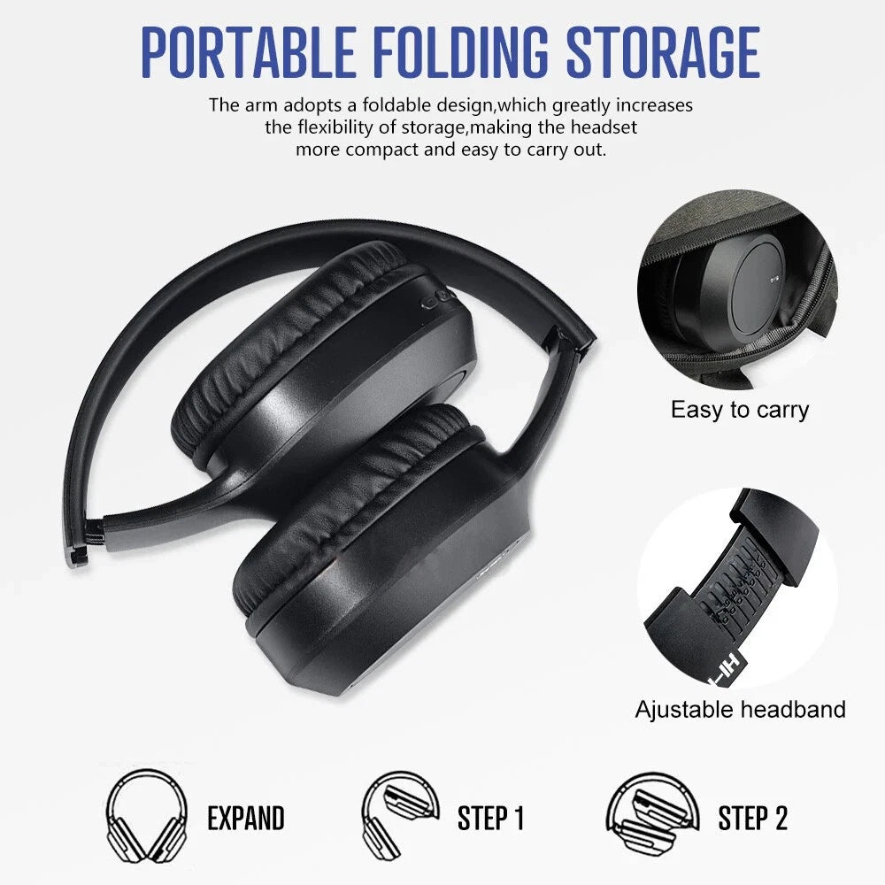 Wireless Headphones Bluetooth Earphones Headset Rechargeable with Mic