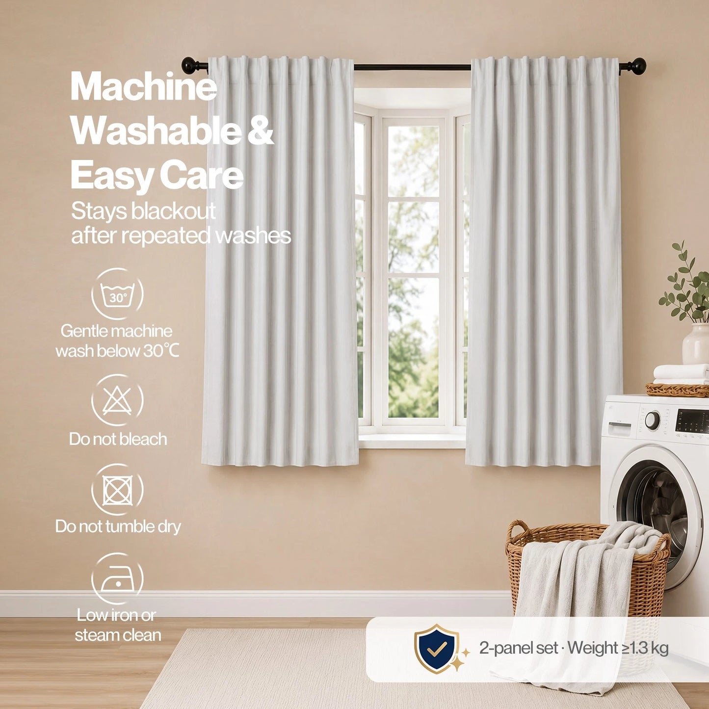 Marlow 2 Panels Blackout Curtains Thermal Linen Look Curtain Draperies Window