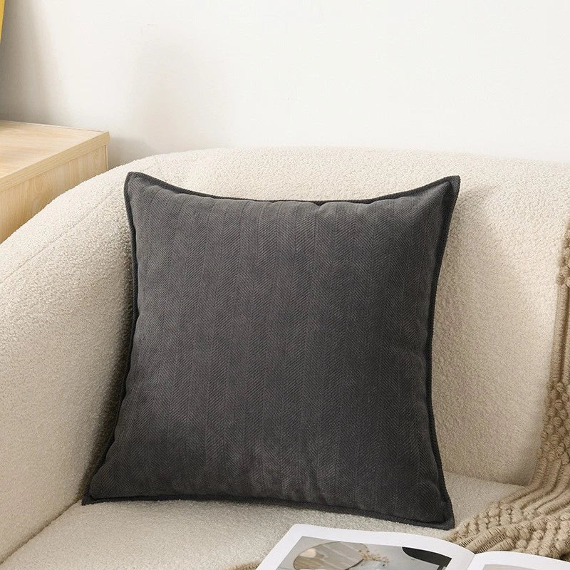 2XCream Velvet Cushion Cover Herringbone jacquard cushion Pillow Case Sofa Decor