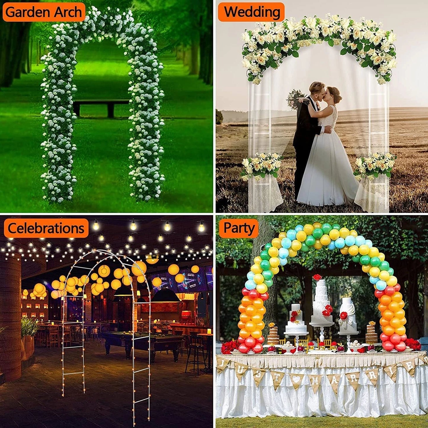 Garden Arch Wedding Archway Trellis Climbing Plants Support with Base