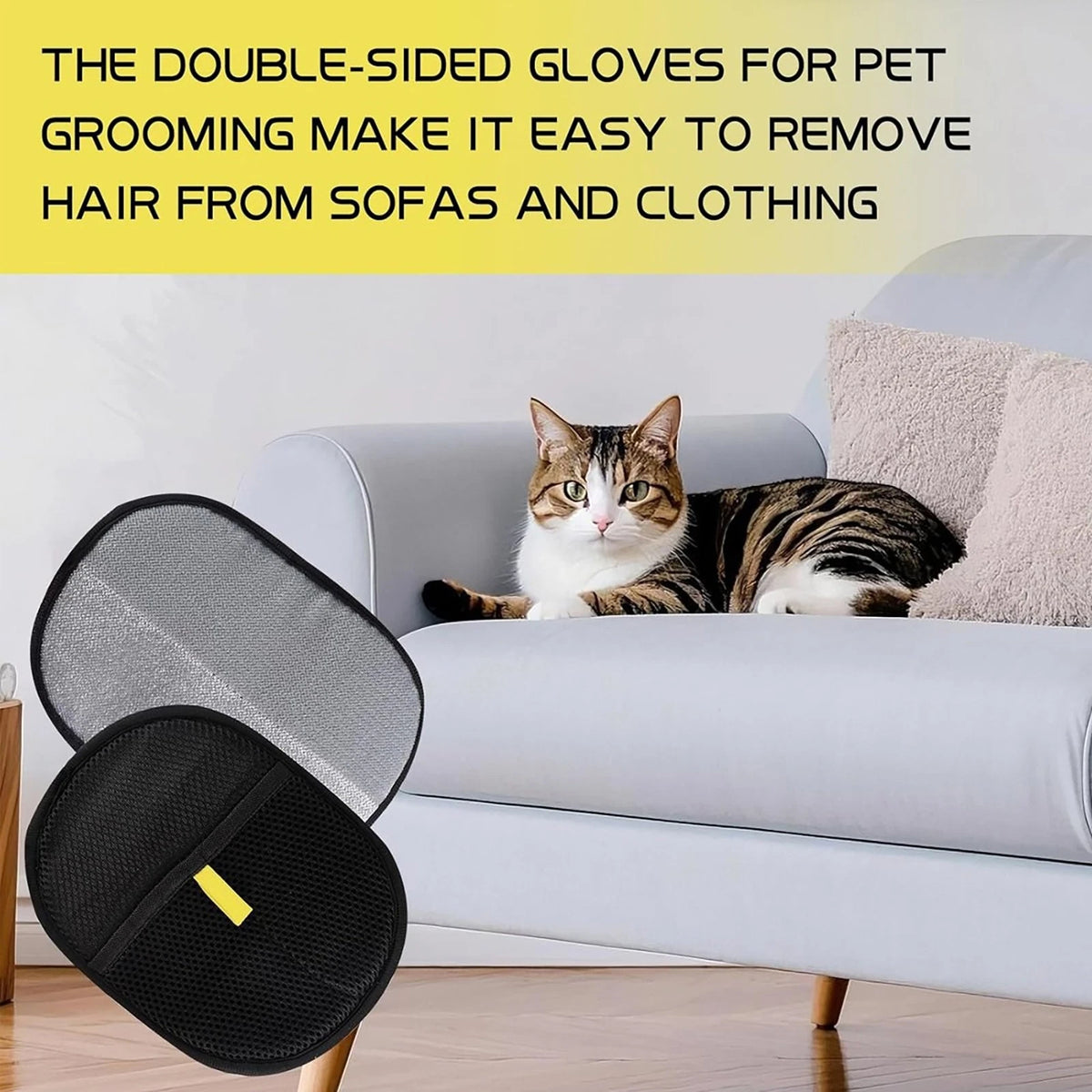 Pets Grooming Glove Double Sided Pet Hair Remover Gloves for Dog Cat Reusable AU