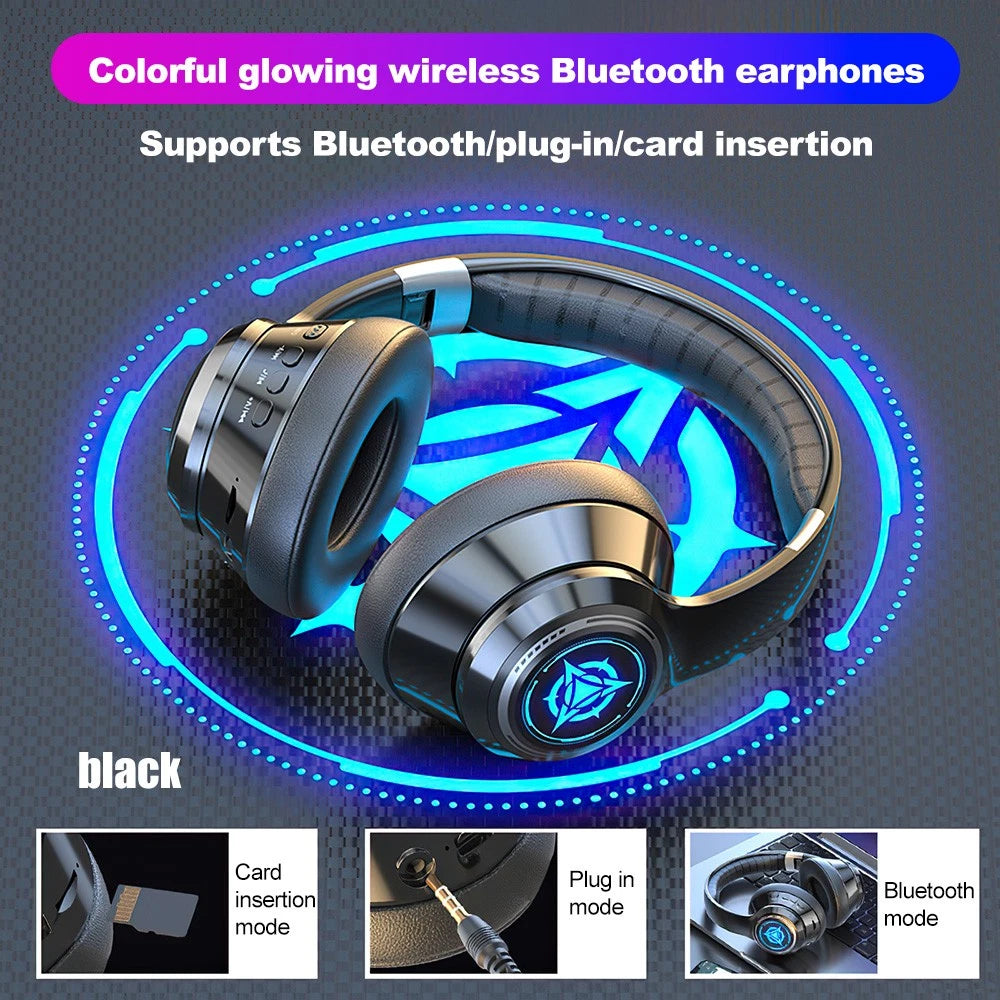Wireless Headphones Bluetooth Earphones Stereo Headset Rechargeable with Mic