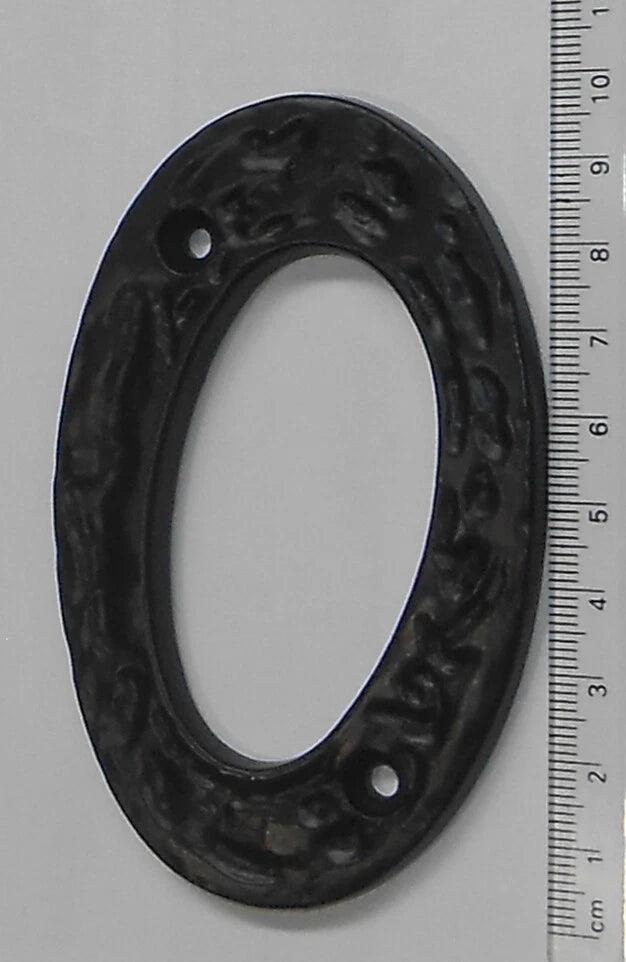 4"/100mm BLACK CAST IRON - HEAVY ANTIQUE DESIGN HOUSE DOOR FENCE NUMBERS NUMERAL