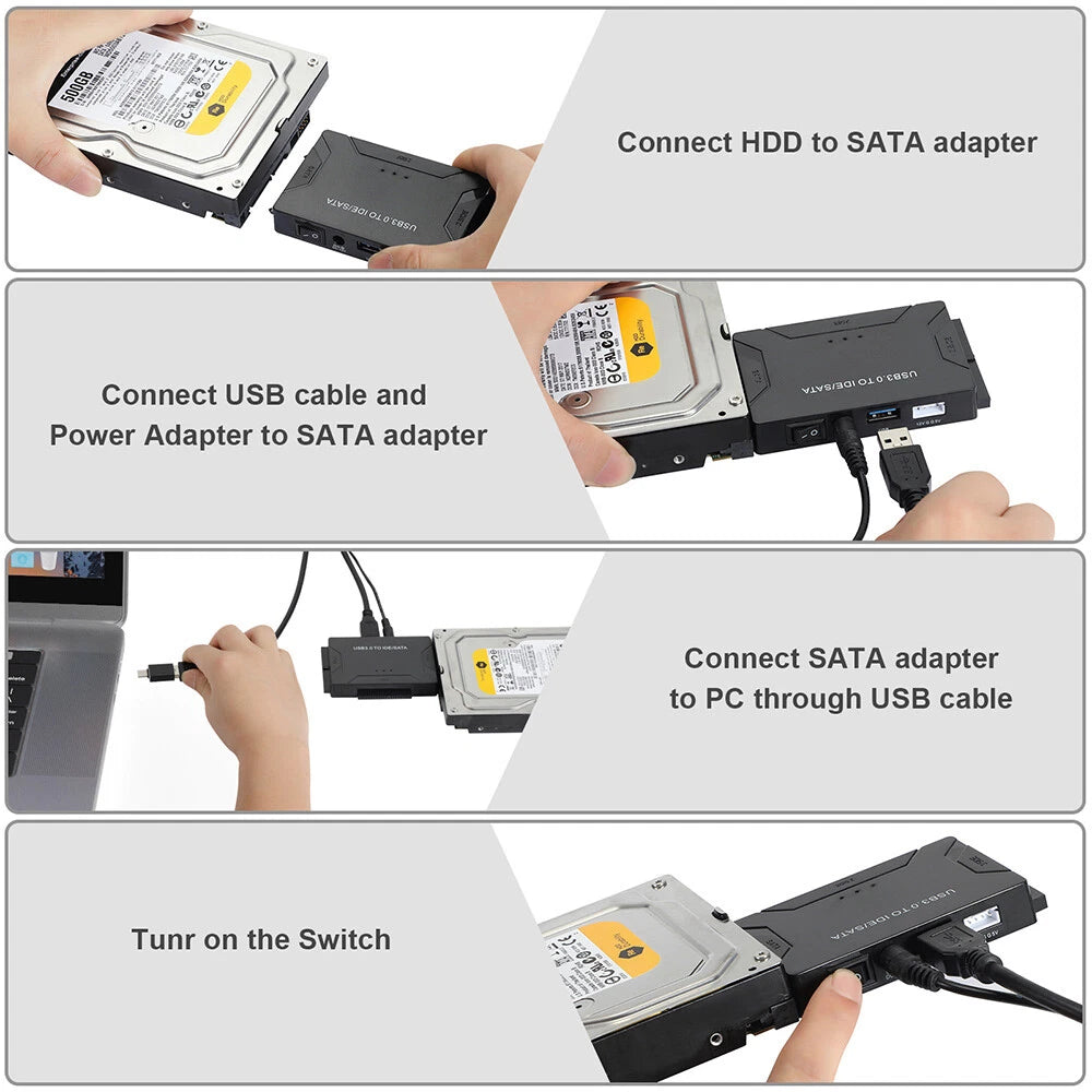 SATA IDE to USB 3.0 Adapter External Hard Drive Converter 2.5 3.5 Inch Data Kit