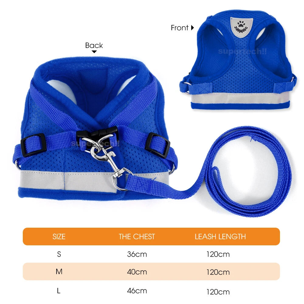 Kitten Dog Cat Harness Walking  Vest Lead Leash Collar Pet Vest Mesh Adjustable