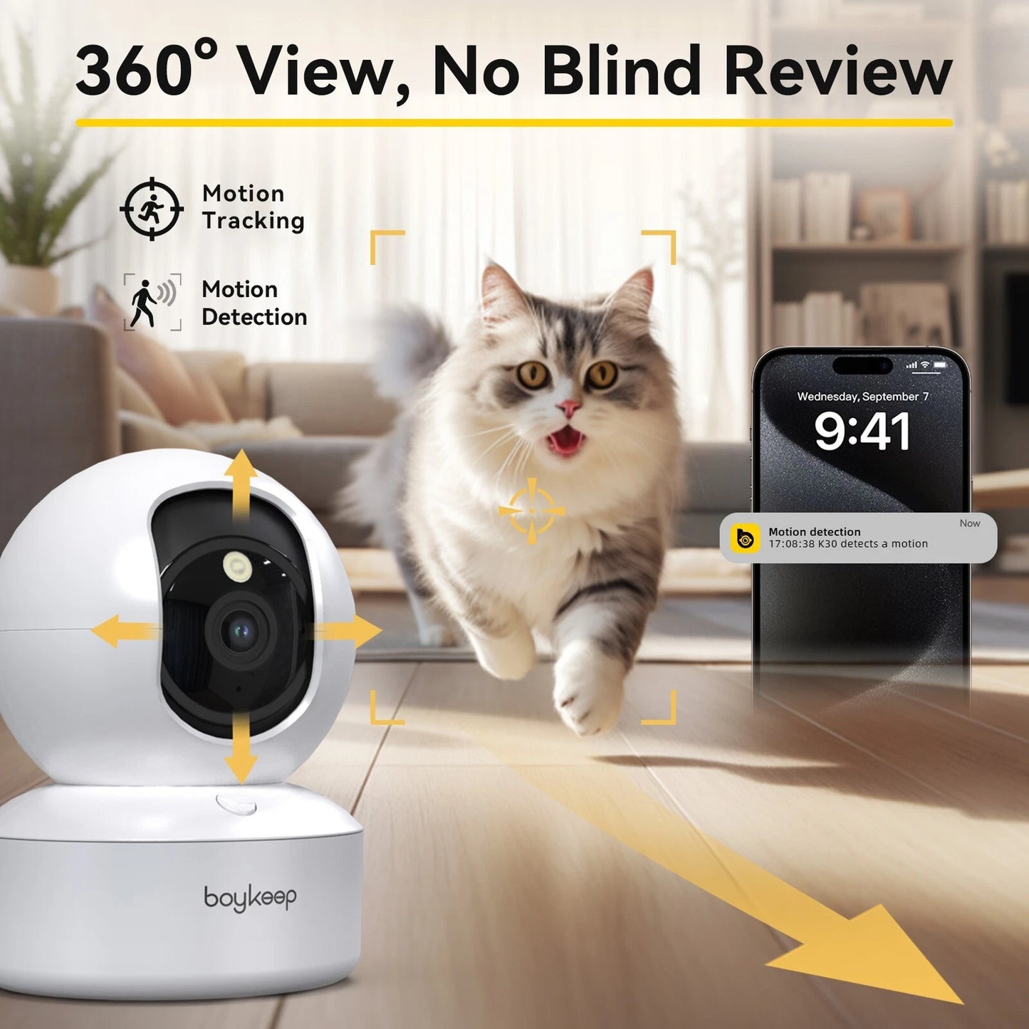 2PCS Security Camera 5G WIFI Indoor Smart Home Baby Pet Wired Cam Night Vision