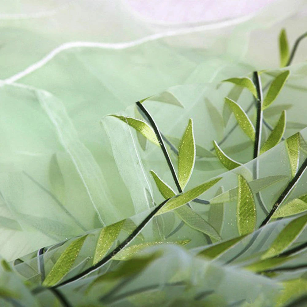 Willow Twigs Voile Sheer Door Window Curtain Drape Green Wall Decor