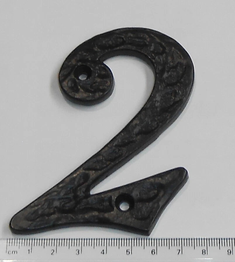 4"/100mm BLACK CAST IRON - HEAVY ANTIQUE DESIGN HOUSE DOOR FENCE NUMBERS NUMERAL