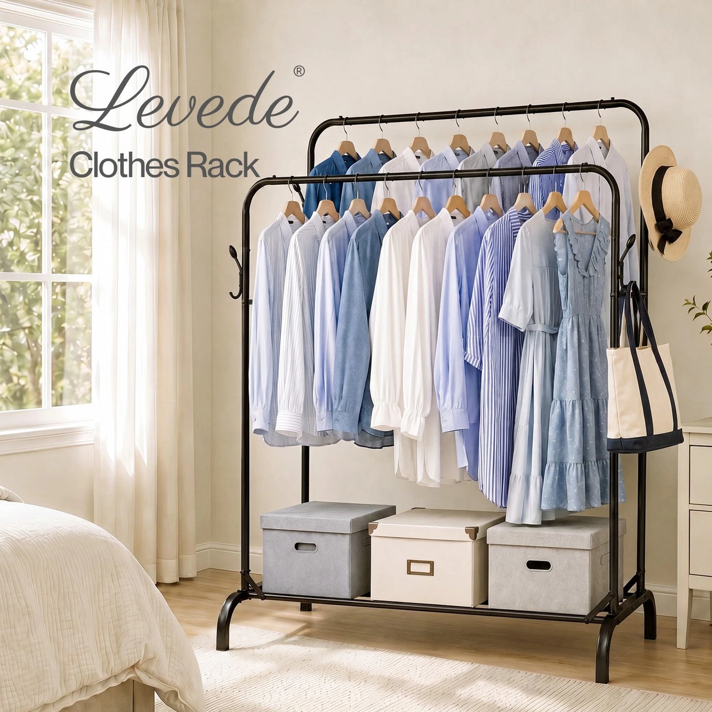 Levede Clothes Rack Heavy Duty Garment Rack Carbon Steel 95kg Black