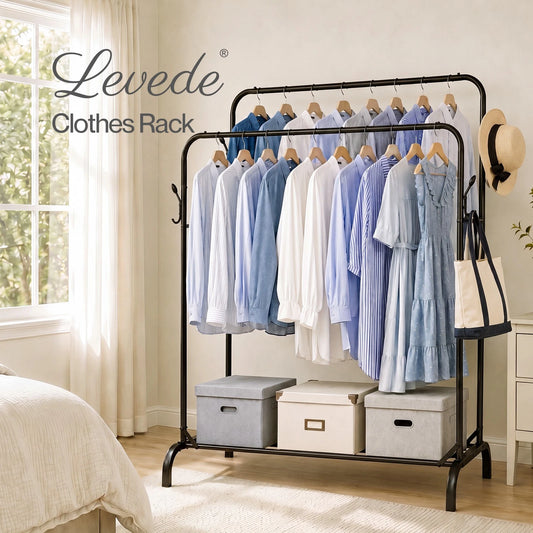 Levede Clothes Rack Heavy Duty Garment Rack Carbon Steel 95kg Black