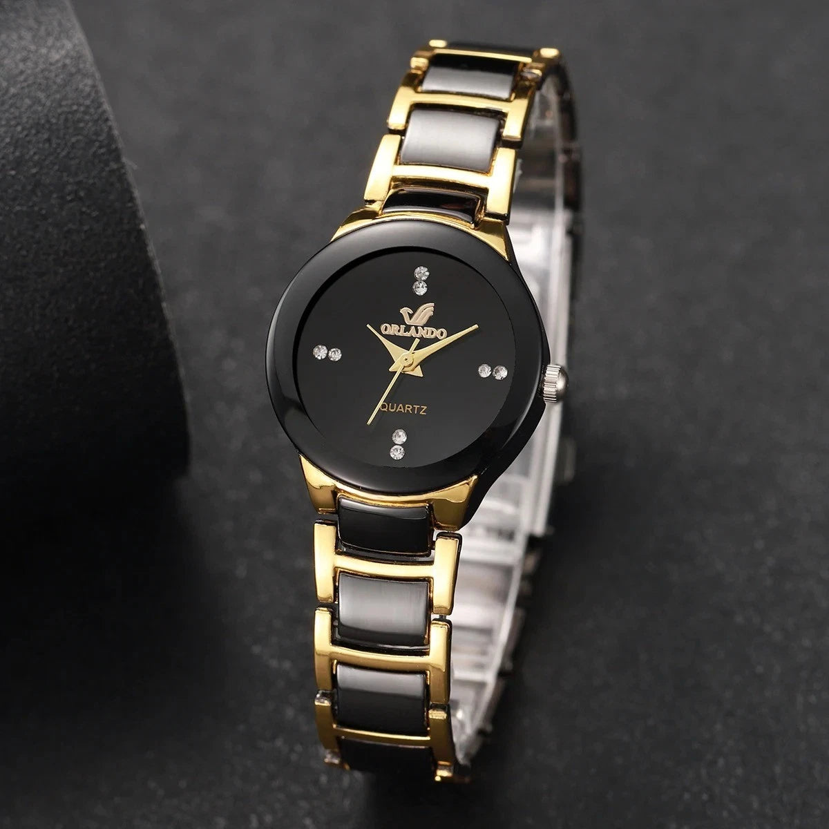Women’s Fashion Black Steel Band Quartz Dress Watch