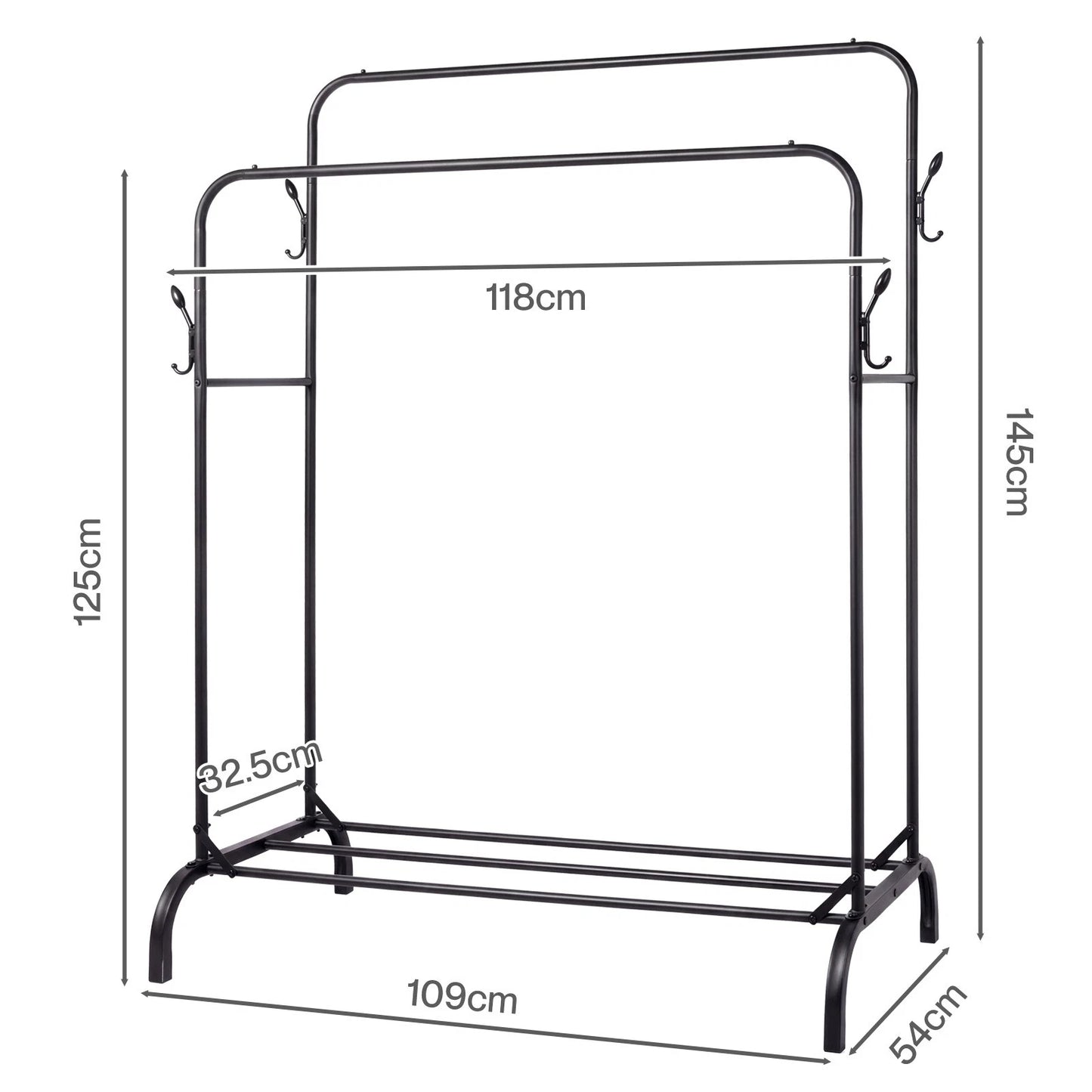 Levede Clothes Rack Heavy Duty Garment Rack Carbon Steel 95kg Black