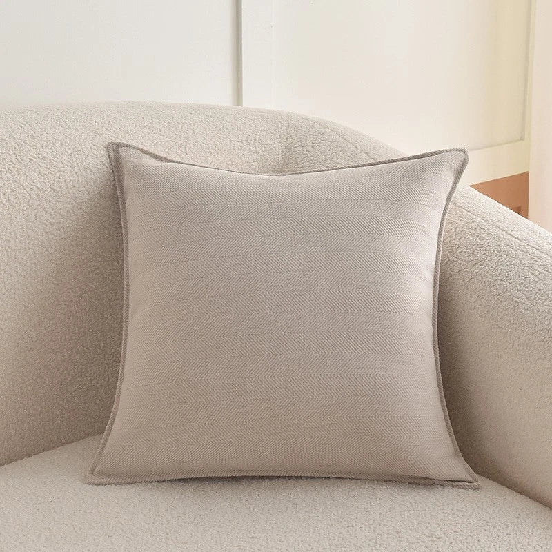 2XCream Velvet Cushion Cover Herringbone jacquard cushion Pillow Case Sofa Decor