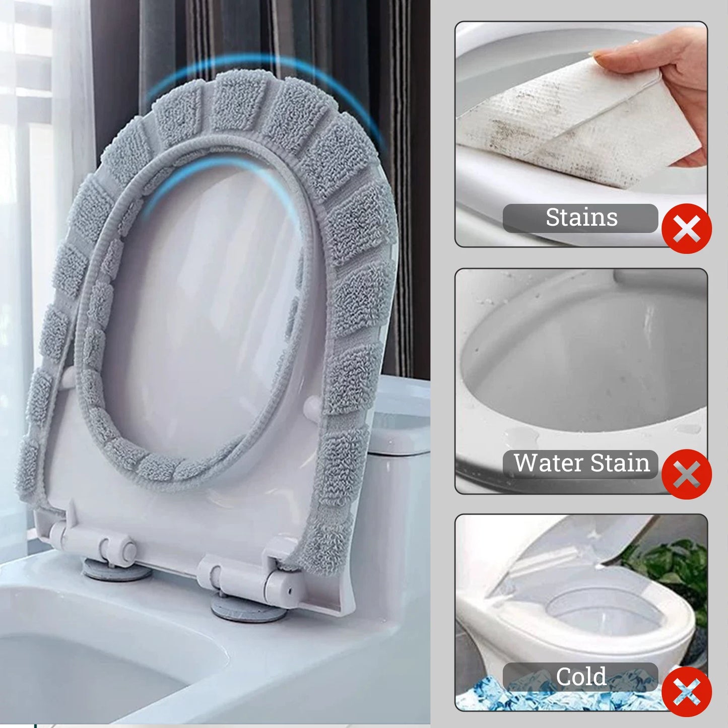 Soft Toilet Seat Mat Bathroom Washable Closestool Cushion Cover Pad Lid Warmer