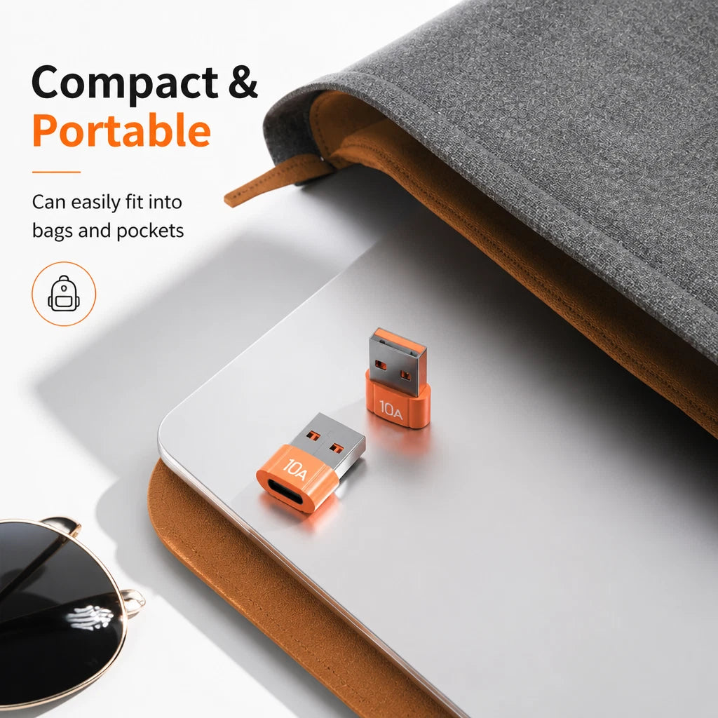 USB Type A Male to USB C Type C Female Charging Port Adapter Fast Converter 10A