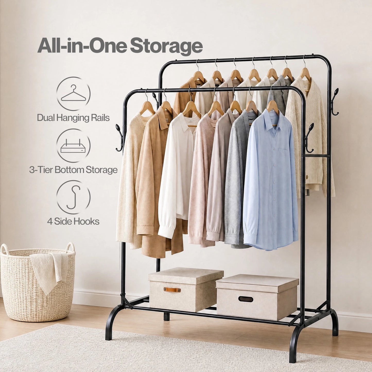 Levede Clothes Rack Heavy Duty Garment Rack Carbon Steel 95kg Black