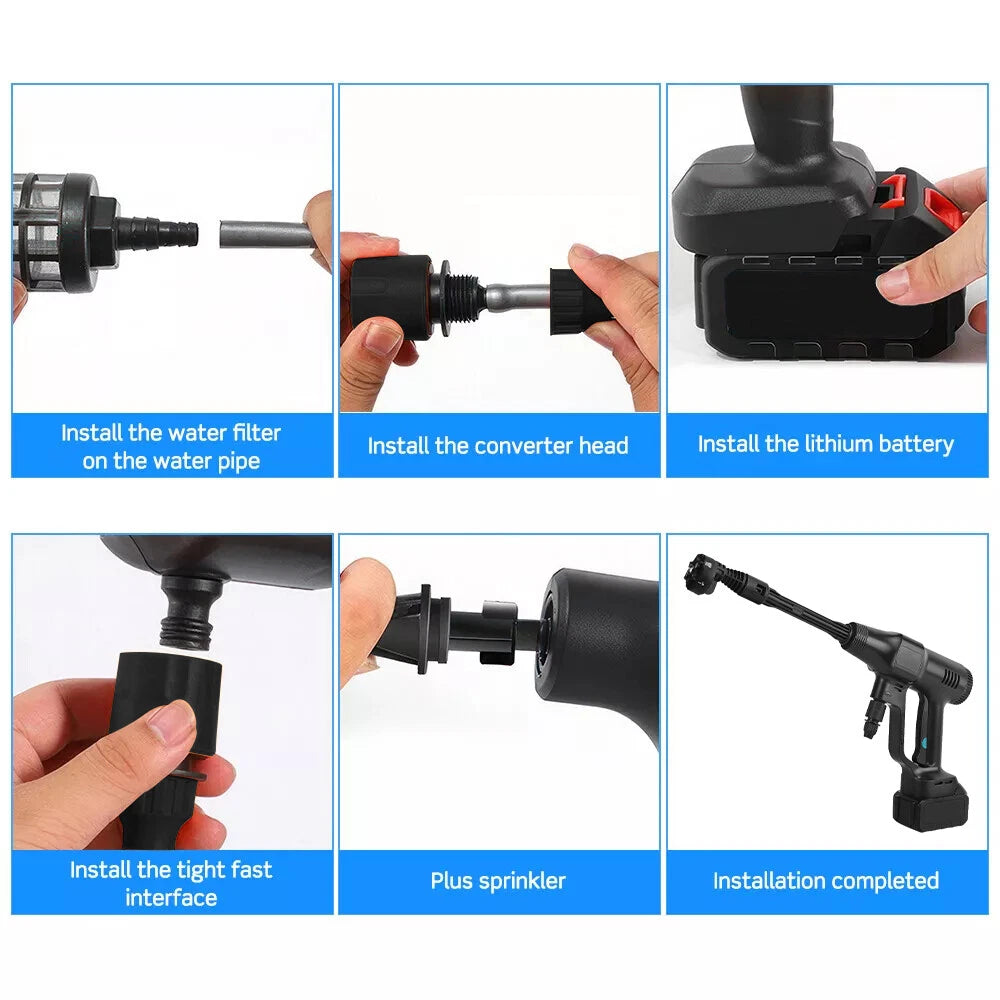 Brushless Cordless Electric High Pressure Spray Car Gun 6-in-1 Washer Cleaner