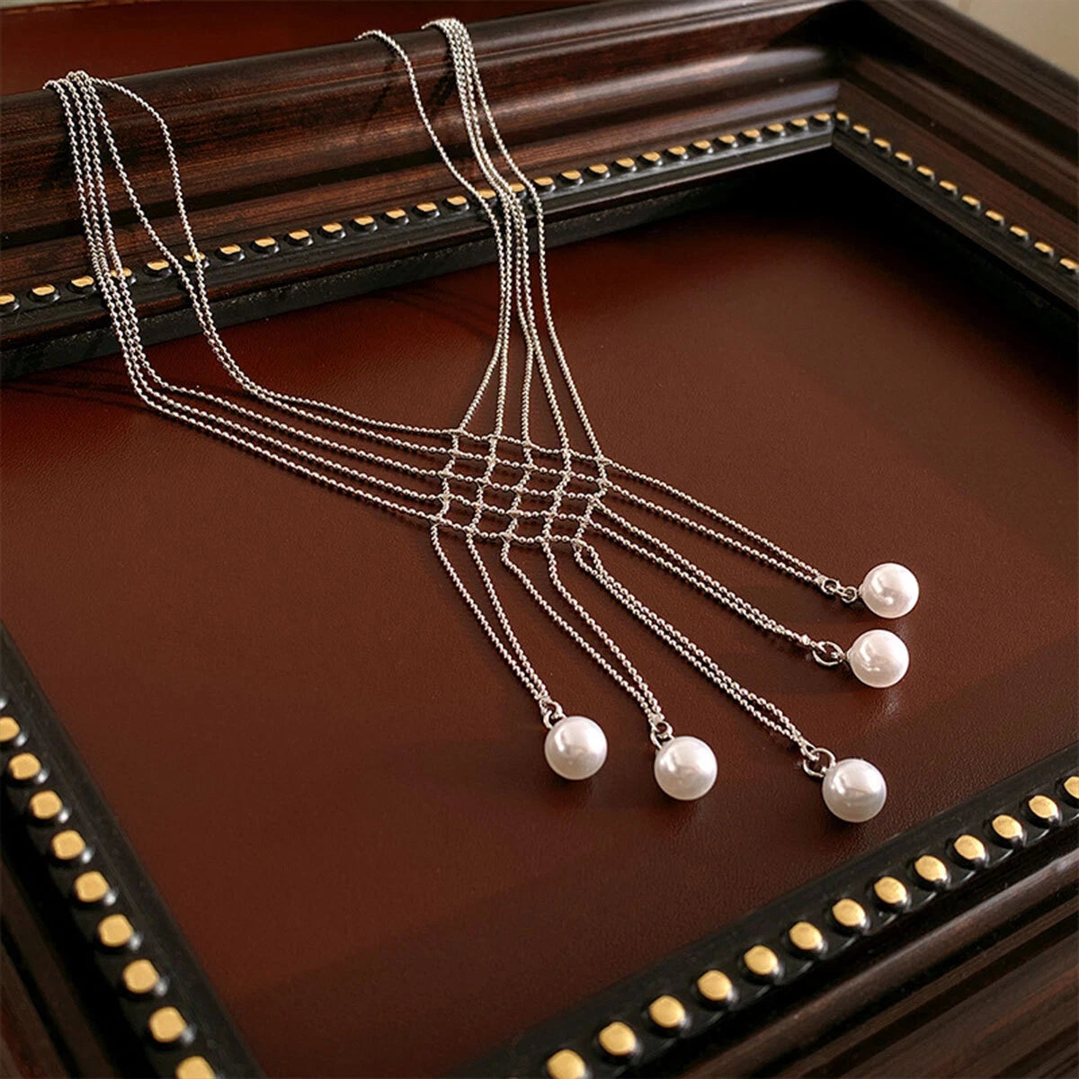 Hollow Imitation Pearl Fringe Multi Layer Necklace Fashion Jewellery for Women