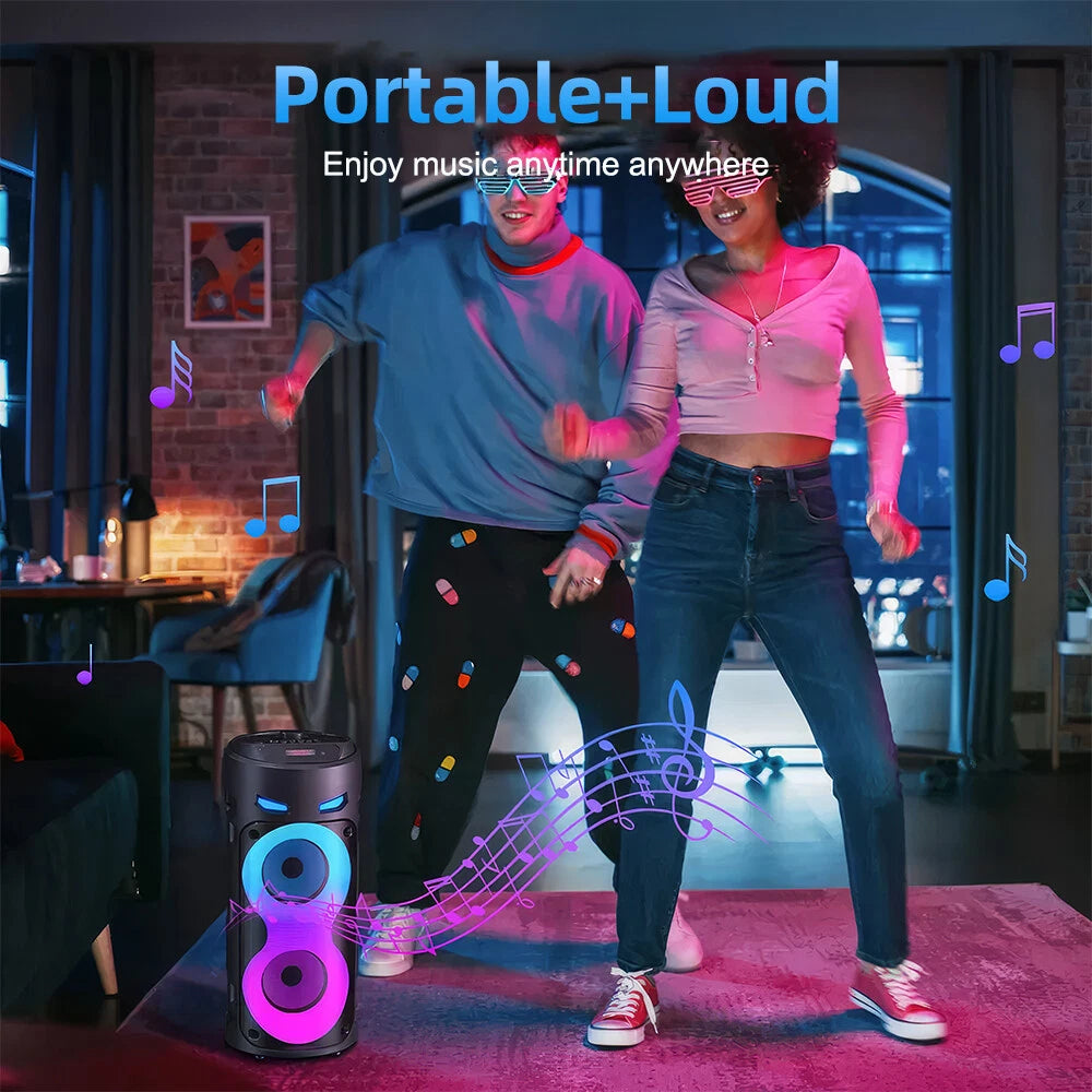 Portable Bluetooth Party Speaker Sub Woofer Heavy Bass 2000W Sound System & MIC