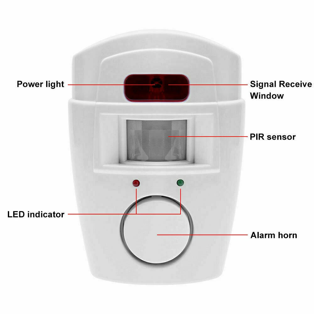 2 x Wireless PIR Motion Sensor Alarm & Remote Controls Home Caravan Garage Shed