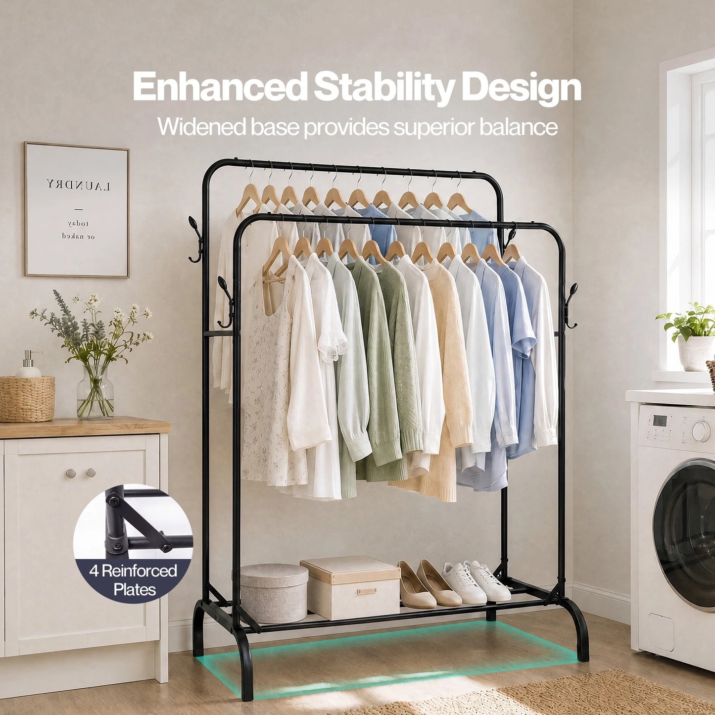 Levede Clothes Rack Heavy Duty Garment Rack Carbon Steel 95kg Black
