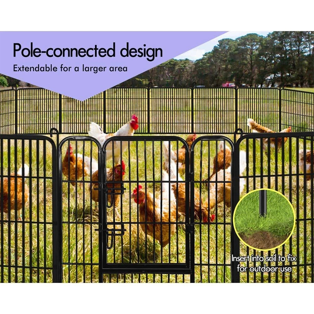 BEASTIE Dog Playpen Pet Fence Cage 8 Panel Metal Enclosure Puppy Exercise 32"