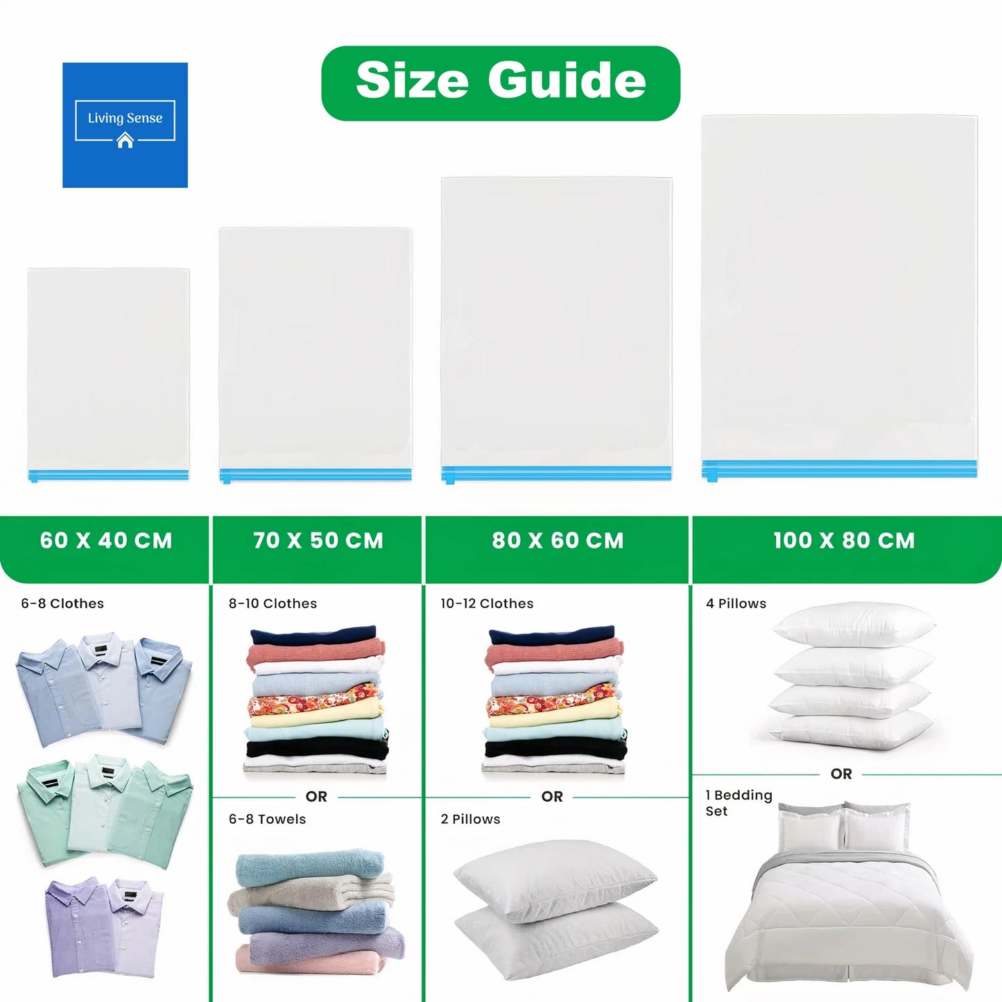 Vacuum Storage Bags Space Saver Kit with Hand Pump for Clothes Travel Organizer