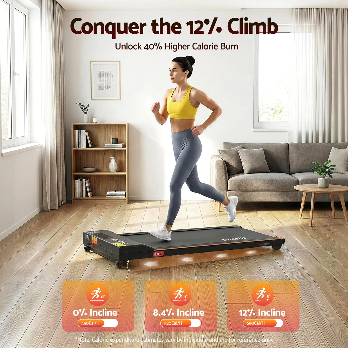 Everfit 3 in 1 Walking Pad Treadmill 12% Incline Under Desk Treadmills 38cmBelt