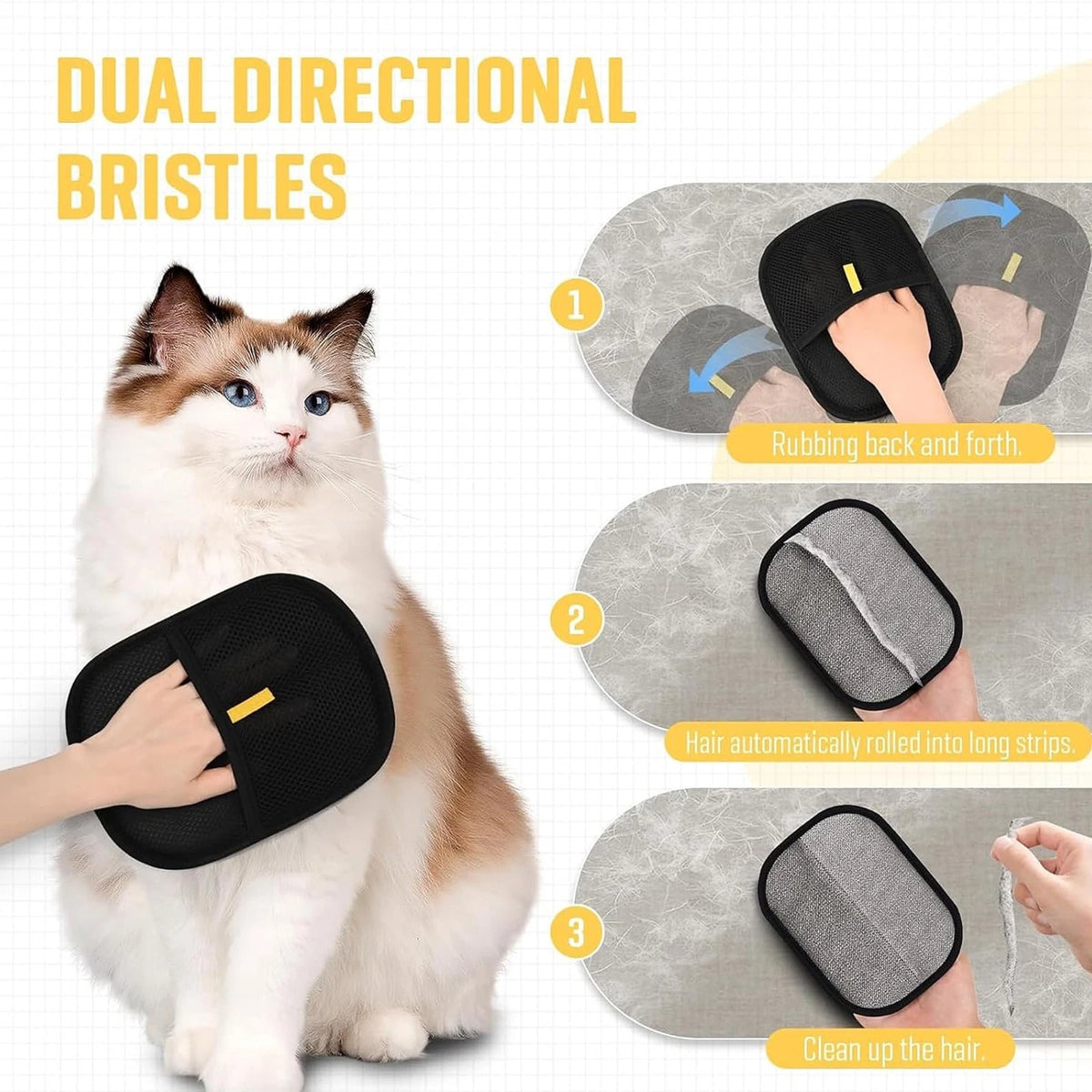 Pets Grooming Glove Double Sided Pet Hair Remover Gloves for Dog Cat Reusable AU