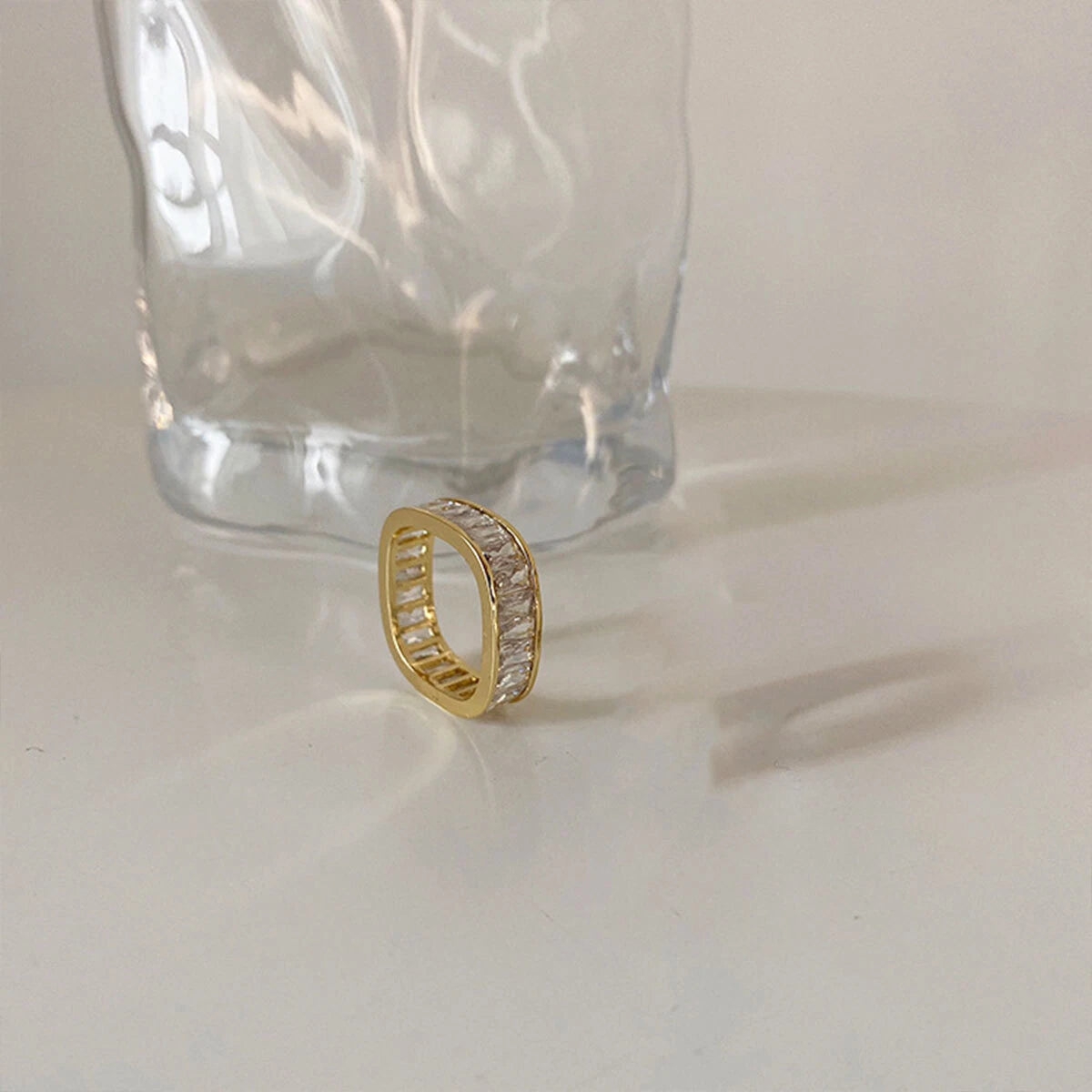 Square Zircon Diamond Row Ring Women Elegant Luxury Fashion Jewellery GiftChoice
