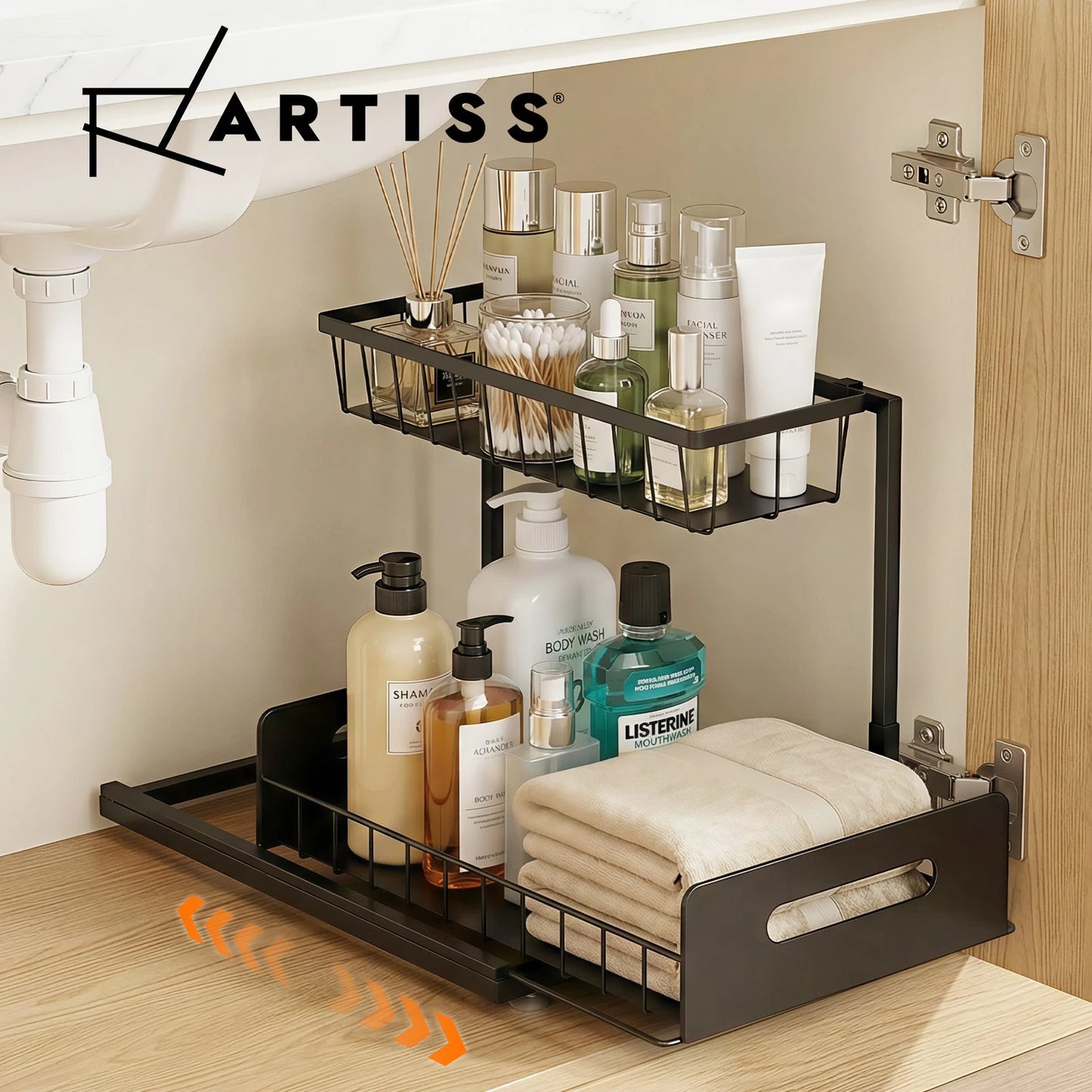 Artiss Under Sink Organizer Storage L Shape Kitchen Cabinet Shelf