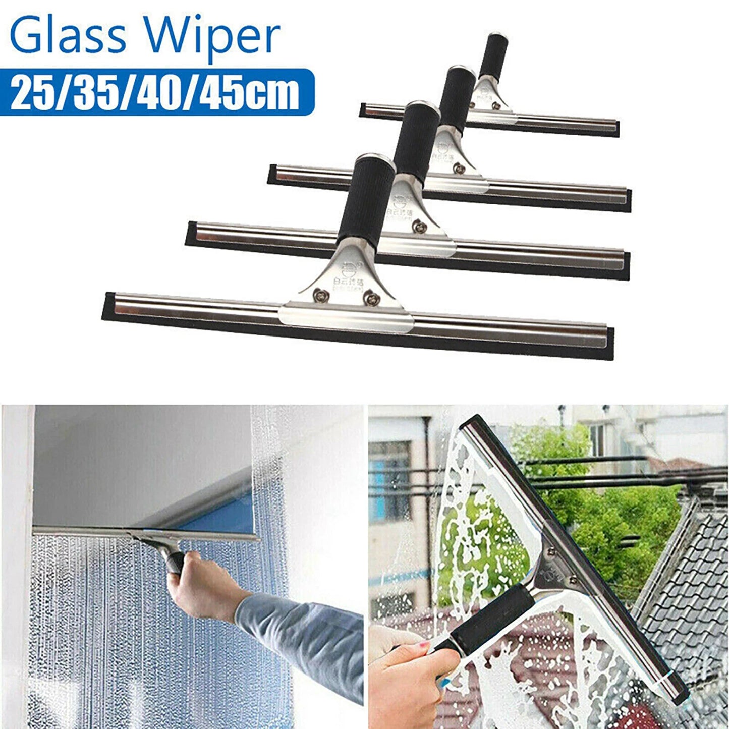 25-45cm Glass Window Cleaning Squeegee Blade Wiper Cleaner Home Shower Bathroom