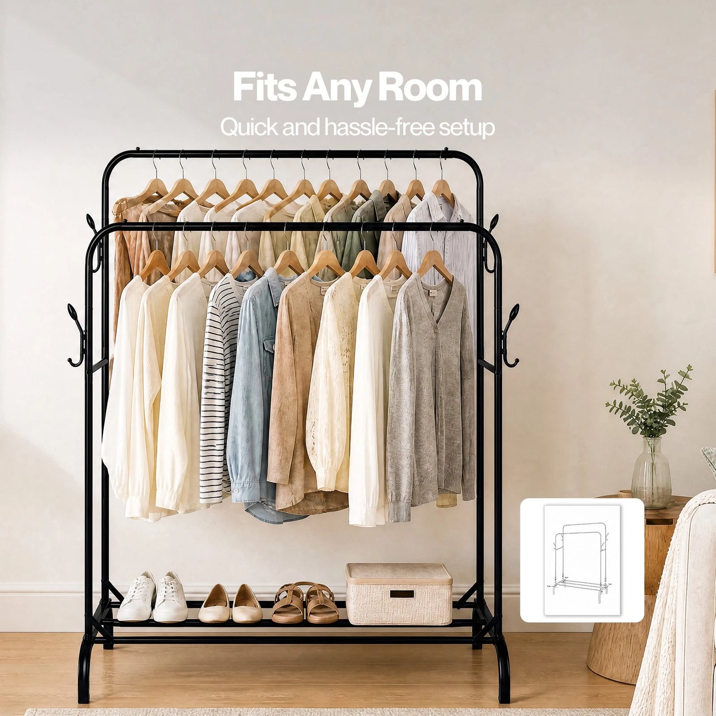 Levede Clothes Rack Heavy Duty Garment Rack Carbon Steel 95kg Black