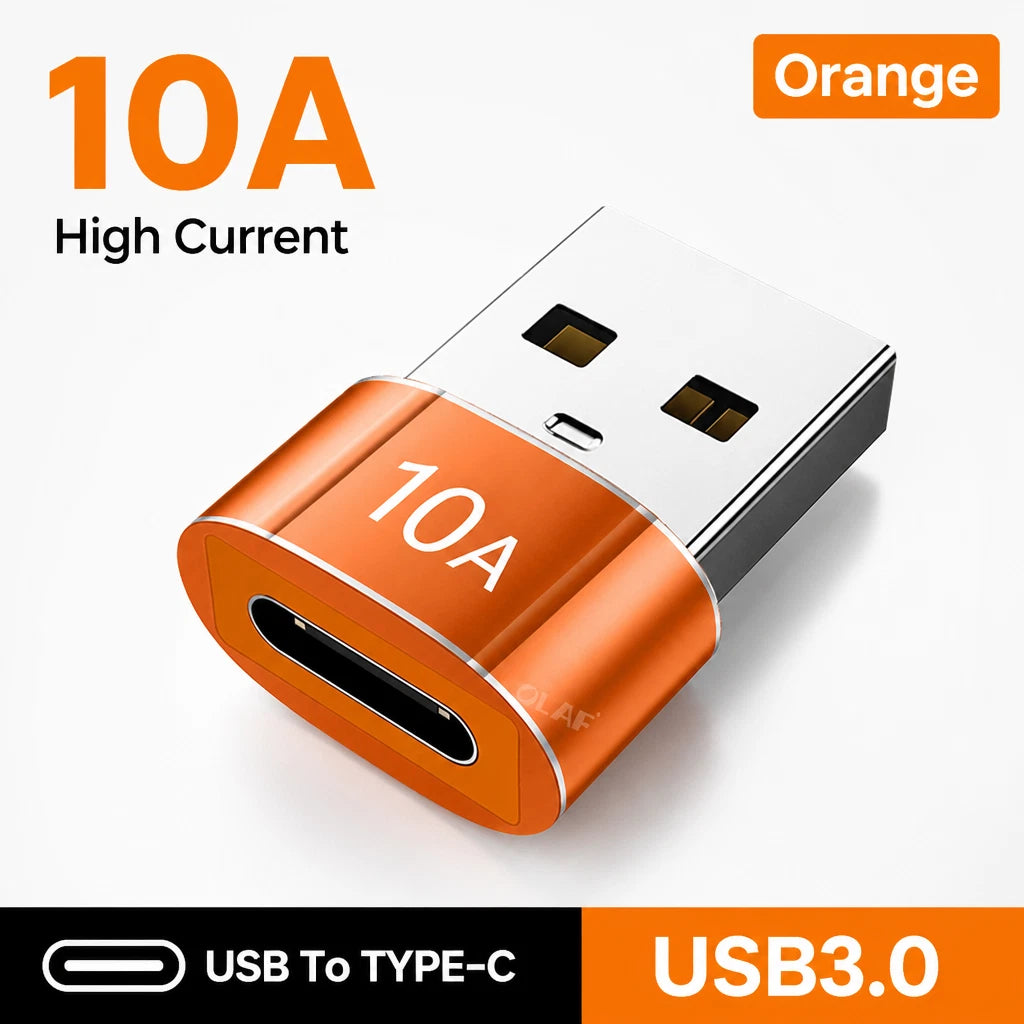 USB Type A Male to USB C Type C Female Charging Port Adapter Fast Converter 10A