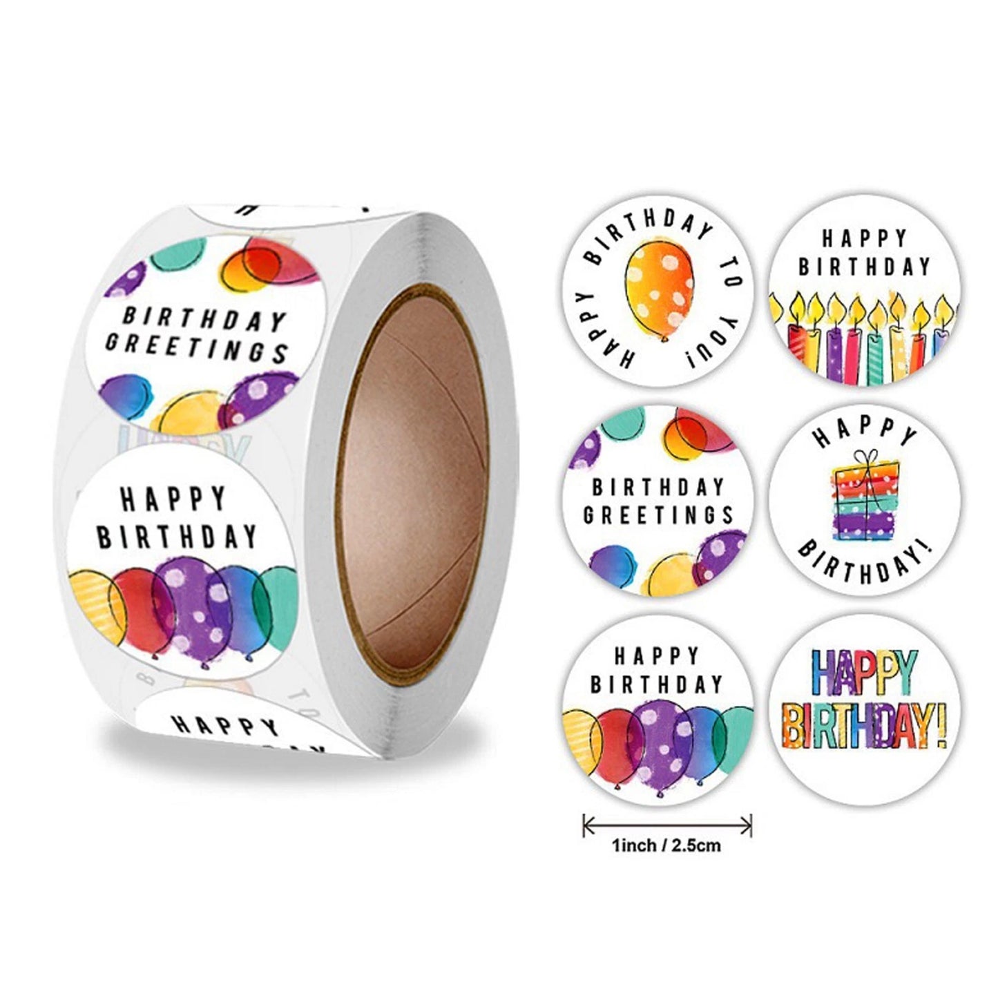 50 Colourful Happy Birthday Stickers Gift Wrapping Stickers Craft Scrapbook DYI