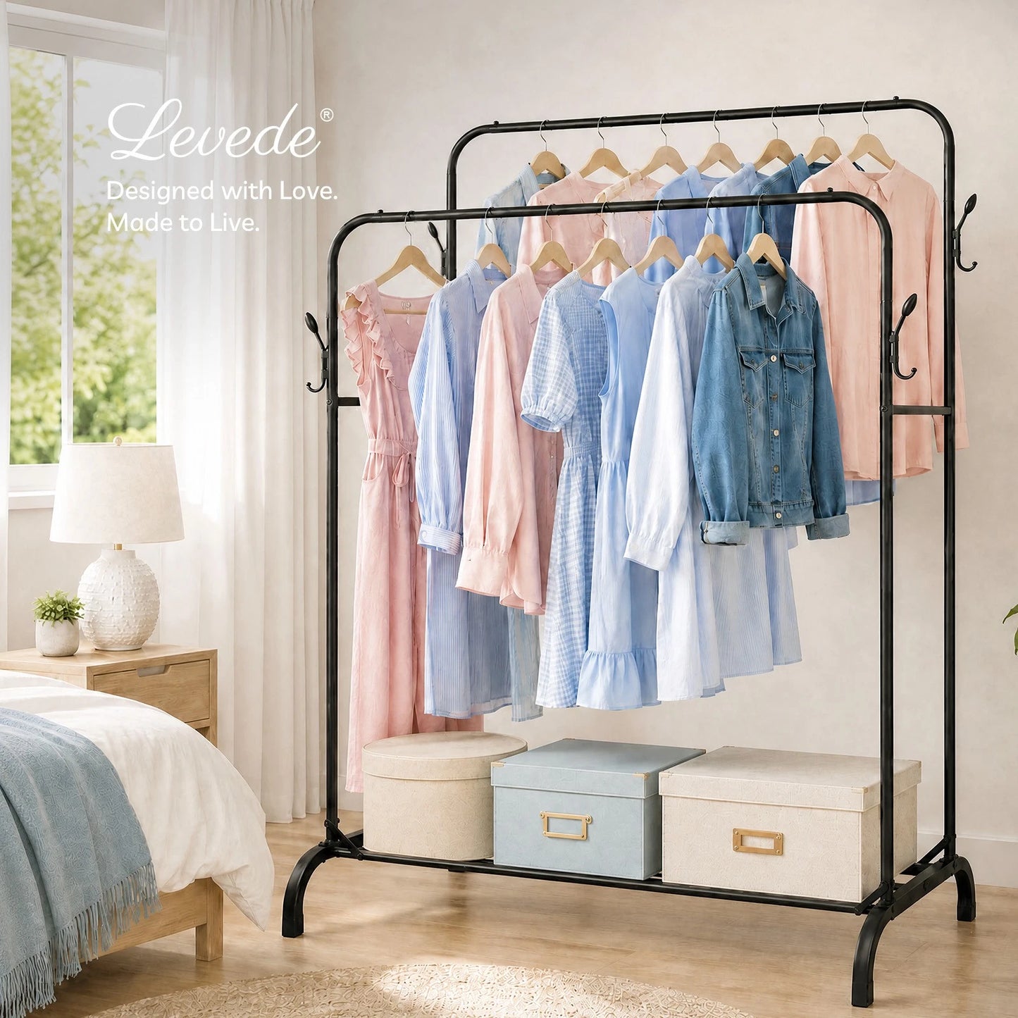 Levede Clothes Rack Heavy Duty Garment Rack Carbon Steel 95kg Black