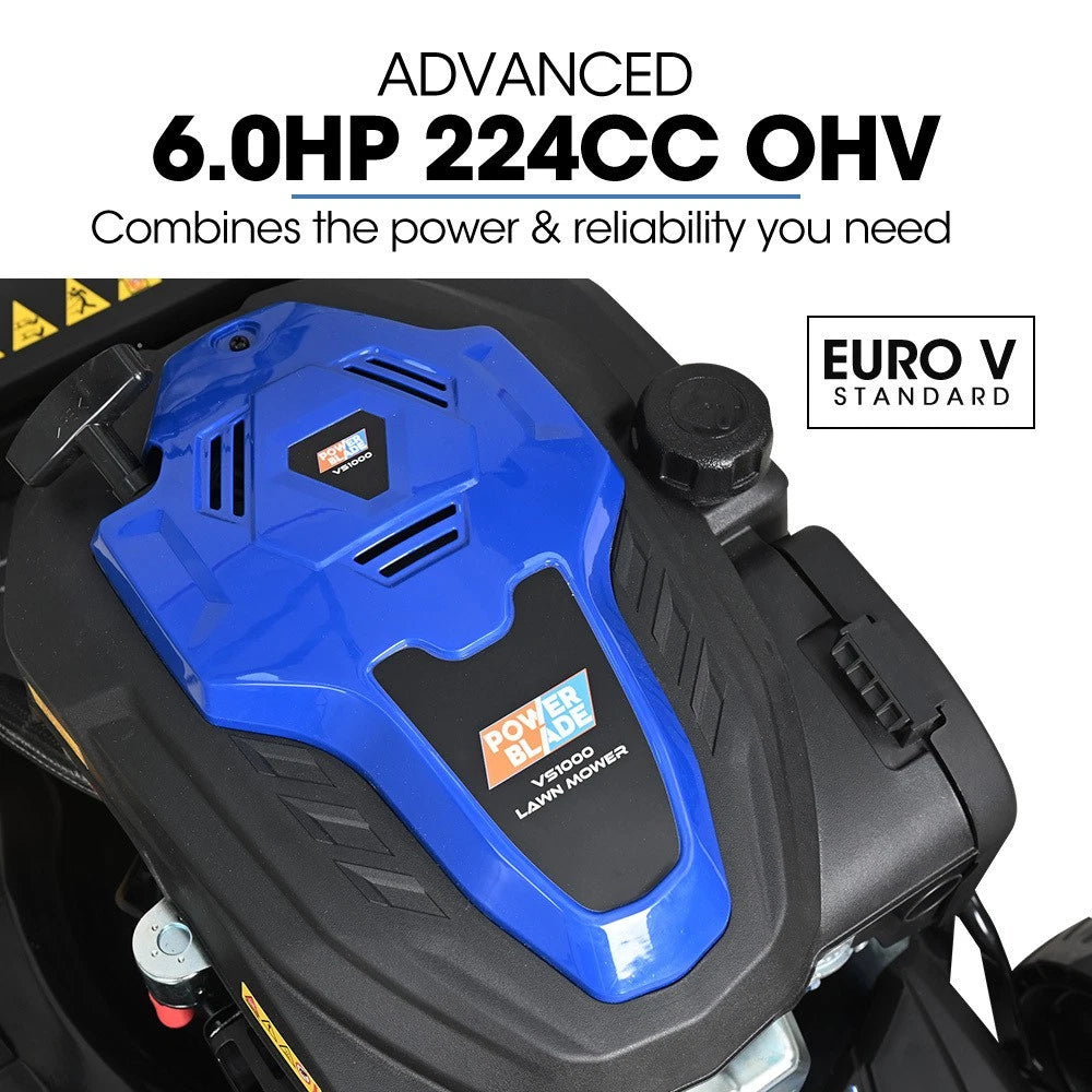 POWERBLADE 22" 224cc Self-Propelled Lawn Mower E-Start Petrol 4-Stroke Lawnmower