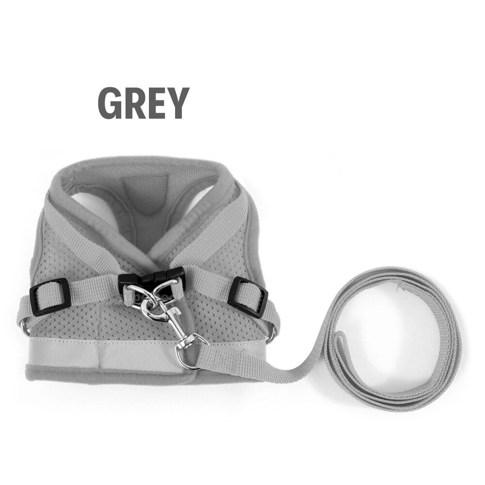 Kitten Dog Cat Harness Walking  Vest Lead Leash Collar Pet Vest Mesh Adjustable