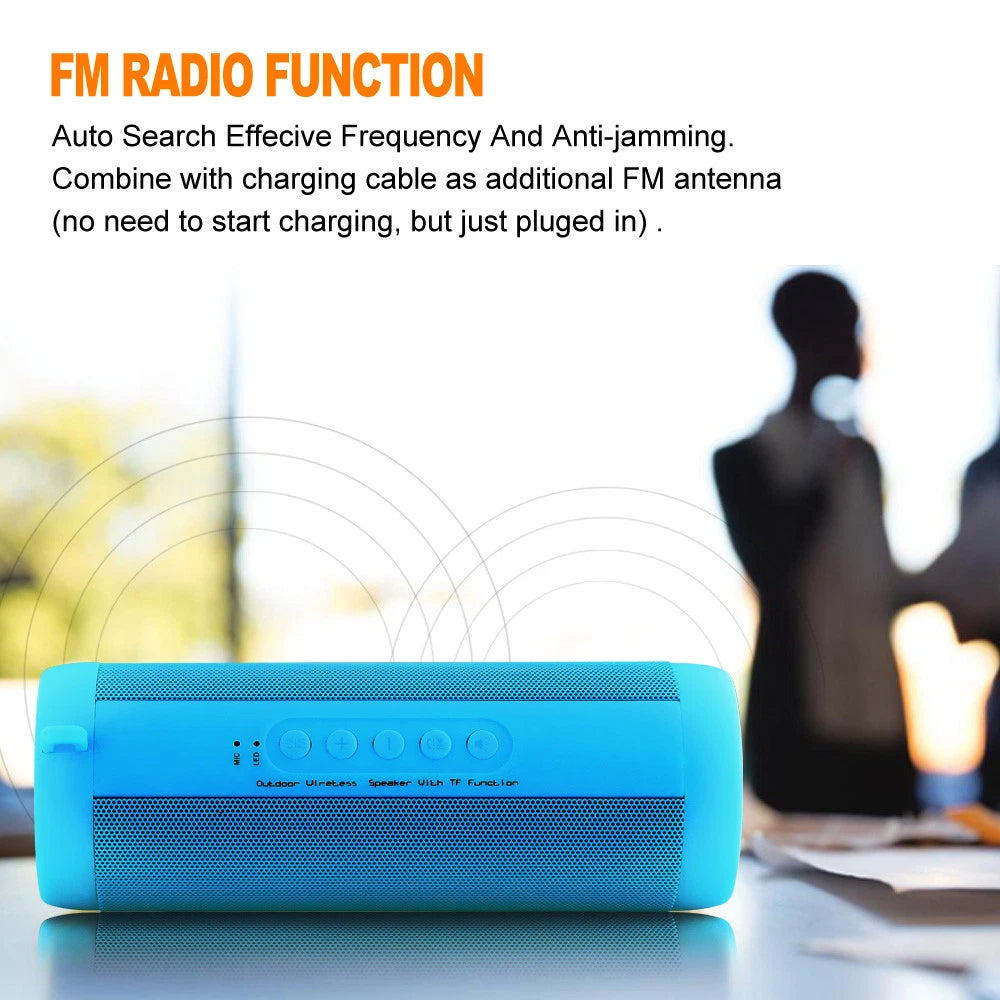 Wireless Bluetooth Speaker Portable Stereo Music Waterproof AUX/TF/FM/Radio