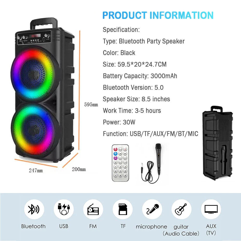 Wireless Bluetooth Party Speaker Subwoofer Heavy Bass Stereo Speaker Microphone