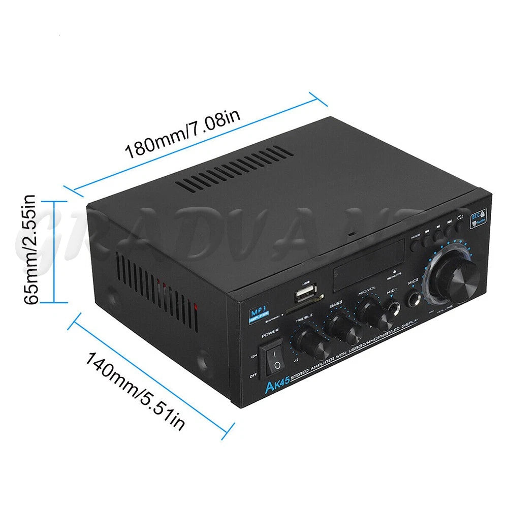 600W 2 Channel Bluetooth Mini HIFI Power Amplifier Audio Stereo Amp Home Car FM